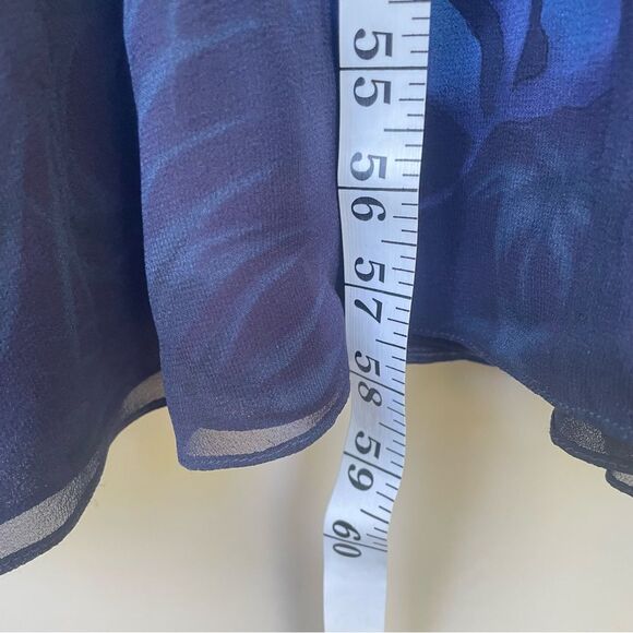 Vintage Dana Buchman 100% Silk Short Sleeve Wrap Midi Dress Dark Blue 16 - Picture 10 of 10